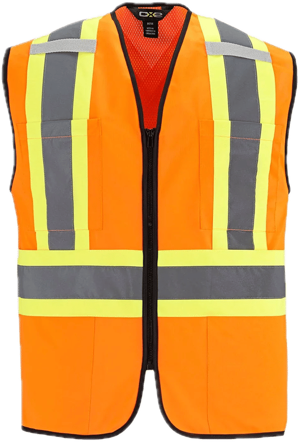Am image of a Custom Canada Sportswear Scout Hi Vis Zipper front Vest in Hi Vis Orange!