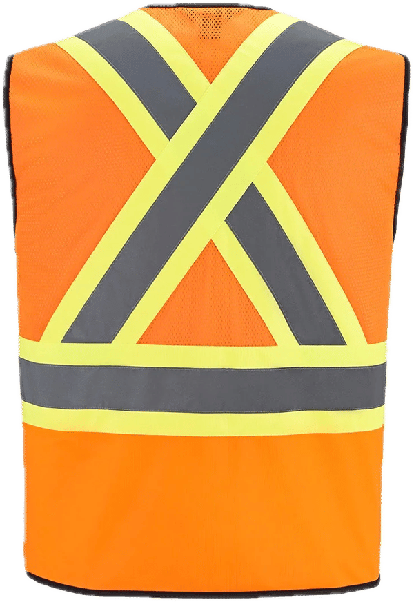 Am image of a Custom Canada Sportswear Scout Hi Vis Zipper front Vest in Hi Vis Orange!