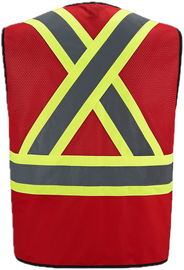 Am image of a Custom Canada Sportswear Scout Hi Vis Zipper front Vest in Red!