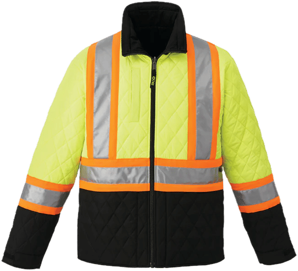 An image of a Custom Canada Sportswear Zircon Cotton Canvas Reversible to Polyester Hi Vis Insulated Jacket Vendor!