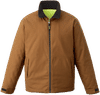 Am image of a Custom Canada Sportswear Zircon Cotton Canvas Reversible to Polyester Hi Vis Insulated Jacket Vendor in Tan/Hi Vis Yellow!