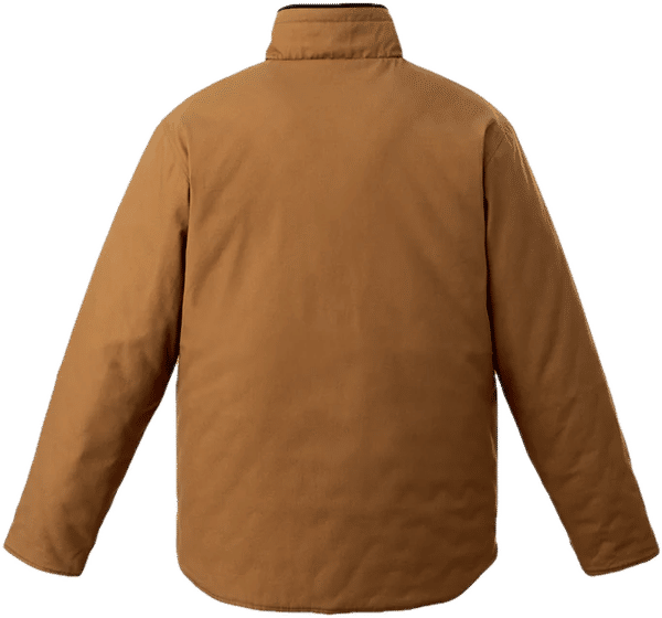 Am image of a Custom Canada Sportswear Zircon Cotton Canvas Reversible to Polyester Hi Vis Insulated Jacket Vendor in Tan/Hi Vis Yellow!