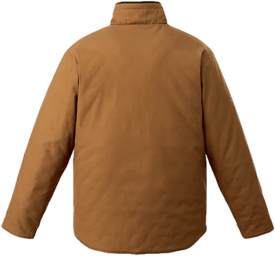 Am image of a Custom Canada Sportswear Zircon Cotton Canvas Reversible to Polyester Hi Vis Insulated Jacket Vendor in Tan/Hi Vis Yellow!