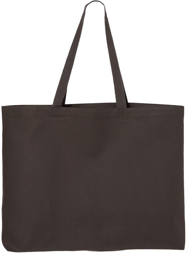 Am image of a Custom Canvas Thick Gusseted Jumbo Tote in Charcoal!