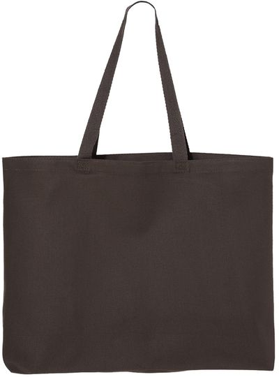 Am image of a Custom Canvas Thick Gusseted Jumbo Tote in Charcoal!