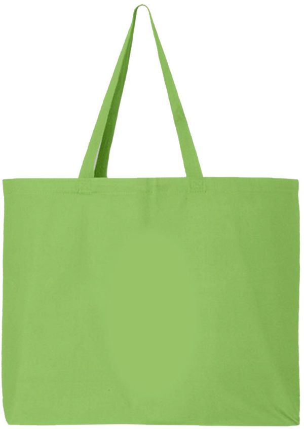 Am image of a Custom Canvas Thick Gusseted Jumbo Tote in Lime!
