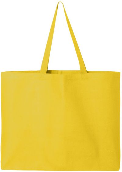 Am image of a Custom Canvas Thick Gusseted Jumbo Tote in Yellow!