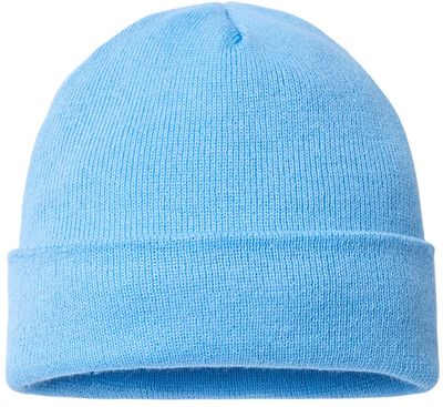 Am image of a Custom Cap America USA Made 12 Inch Cuffed Beanie in Carolina Blue!