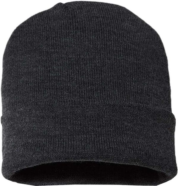 Am image of a Custom Cap America USA Made 12 Inch Cuffed Beanie in Dark Heather Grey!