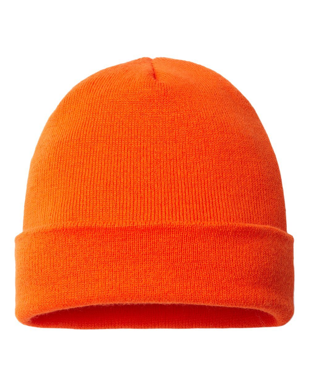 Cap America USA Made 12 Inch Cuffed Beanie in Deep Orange