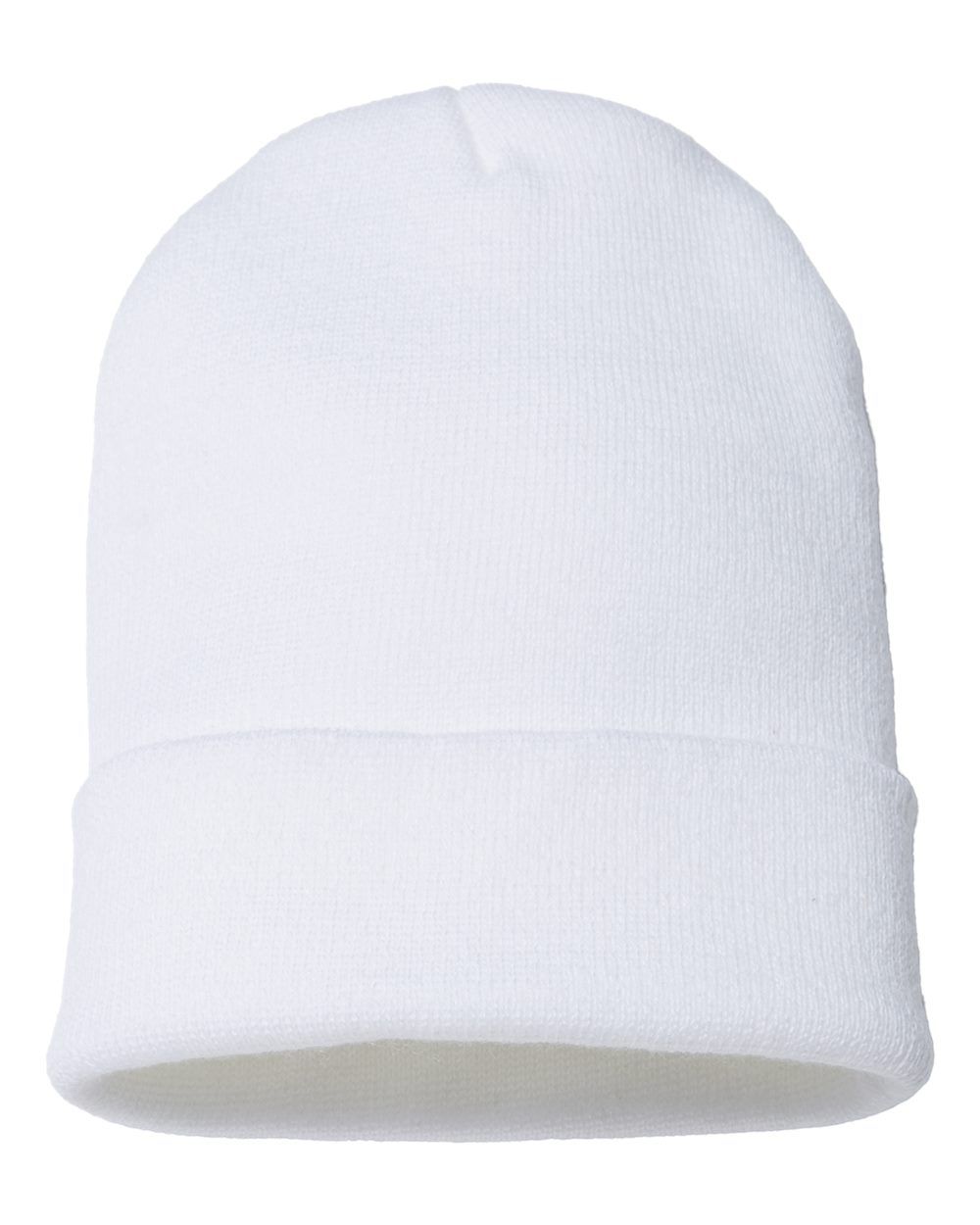 Cap America USA Made 12 Inch Cuffed Beanie in White