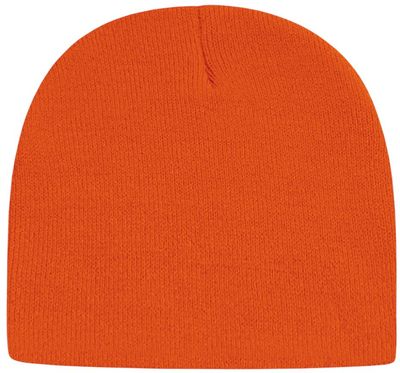 Am image of a Custom Cap America USA Made Beanie in Deep Orange!