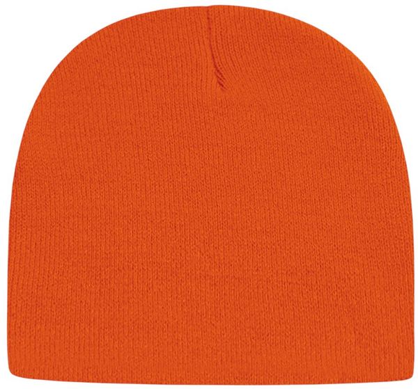 Am image of a Custom Cap America USA Made Beanie in Deep Orange!