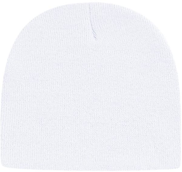 Am image of a Custom Cap America USA Made Beanie in White!