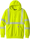 Am image of a Custom Carhartt ANSI 107 Class 3 Hooded Sweatshirt in Brite Lime!