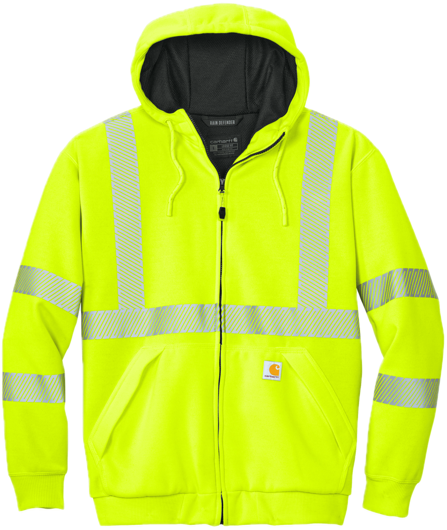 Carhartt ANSI 107 Class 3 Lined Full Zip Sweatshirt in Brite Lime