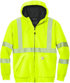 Am image of a Custom Carhartt ANSI 107 Class 3 Lined Full Zip Sweatshirt in Brite Lime!