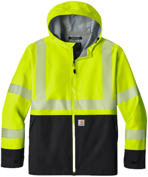 Am image of a Custom Carhartt ANSI 107 Class 3 Storm Defender Jacket in Brite Lim!