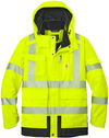 An image of a Custom Carhartt ANSI 107 Class 3 Waterproof Heavyweight Insulated Jacket in Brite Lime!
