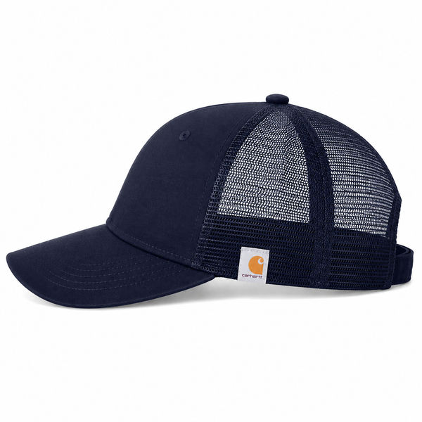 An image of a Custom Carhartt Canvas Mesh Back Cap in Navy!
