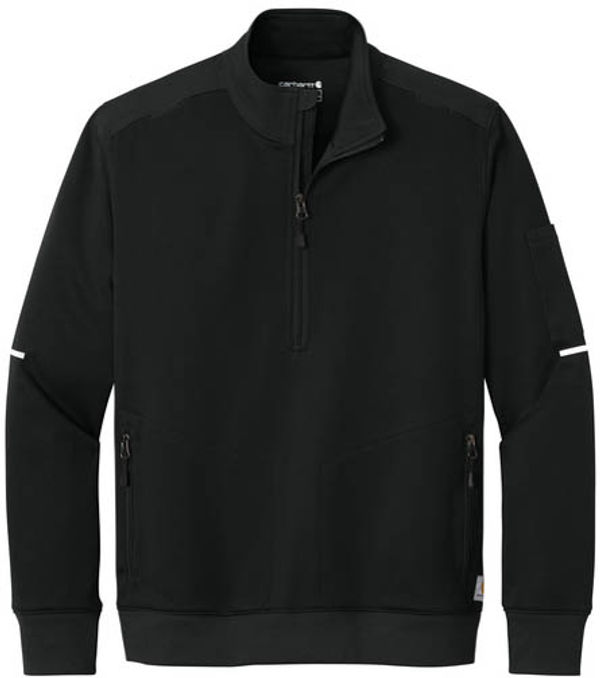 An image of a Custom Carhartt FLD & RSCU One Half Zip Mid Layer in Black!
