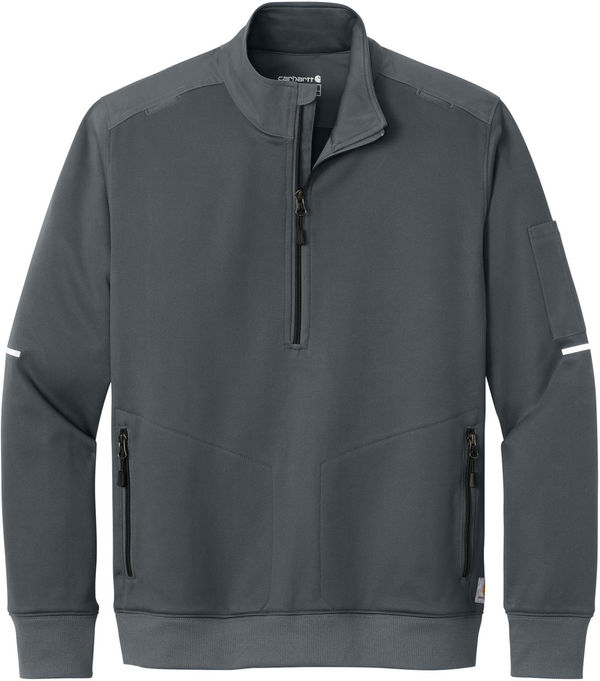 An image of a Custom Carhartt FLD & RSCU One Half Zip Mid Layer in Pewter!
