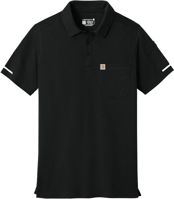 An image of a Custom Carhartt FLD & RSCU Polo in Black!