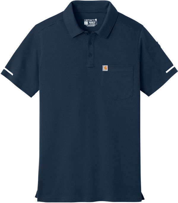 An image of a Custom Carhartt FLD & RSCU Polo in Dark Navy!