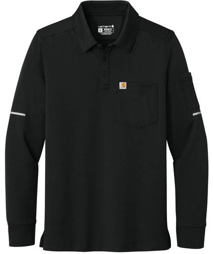 Carhartt FLD & RSCU  Long Sleeve Polo in Black