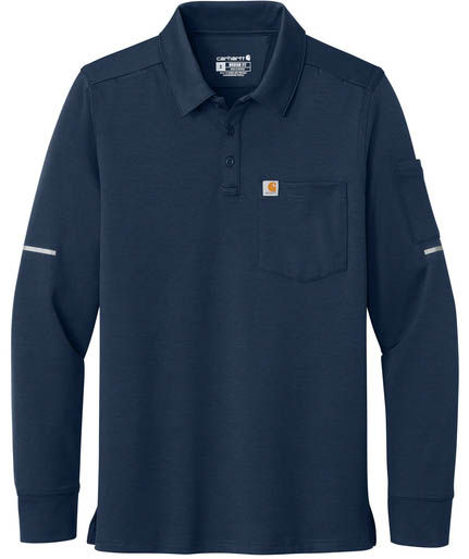 Carhartt FLD & RSCU  Long Sleeve Polo in Dark Navy