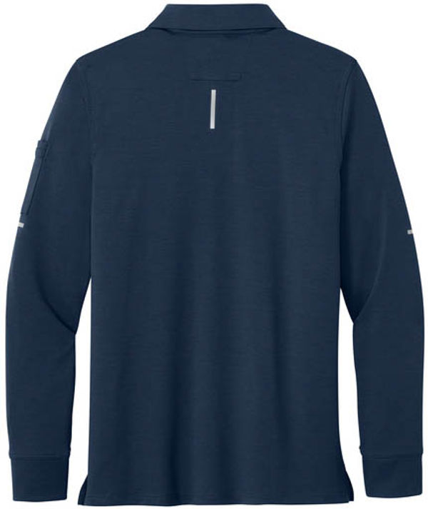 An image of a Custom Carhartt FLD & RSCU  Long Sleeve Polo in Dark Navy!