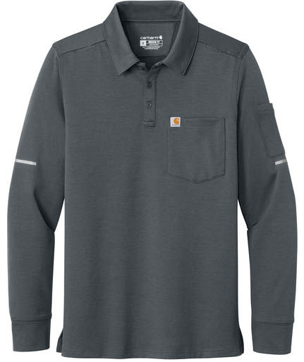 Carhartt FLD & RSCU  Long Sleeve Polo in Pewter