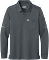 An image of a Custom Carhartt FLD & RSCU  Long Sleeve Polo in Pewter!