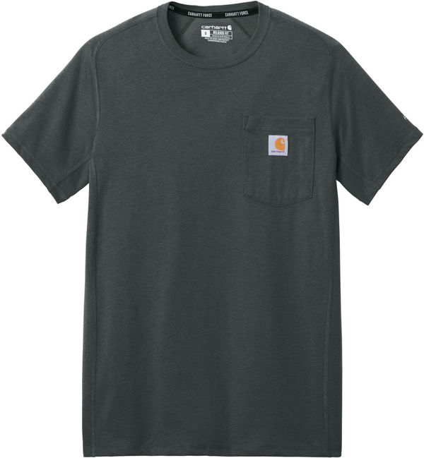An image of a Custom Carhartt Force Short Sleeve Pocket T Shirt in Black!