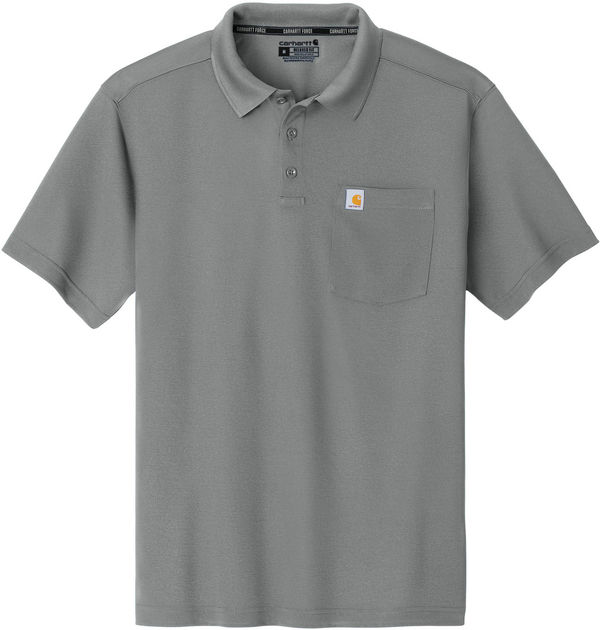 An image of a Custom Carhartt Force Snag Resistant Pocket Polo in Asphalt Grey!
