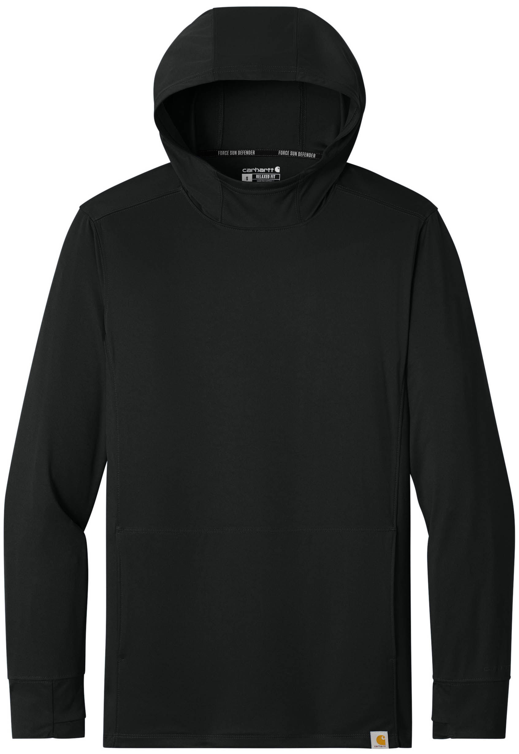 Carhartt Force Sun Defender Long Sleeve Hooded T Shirt in Black