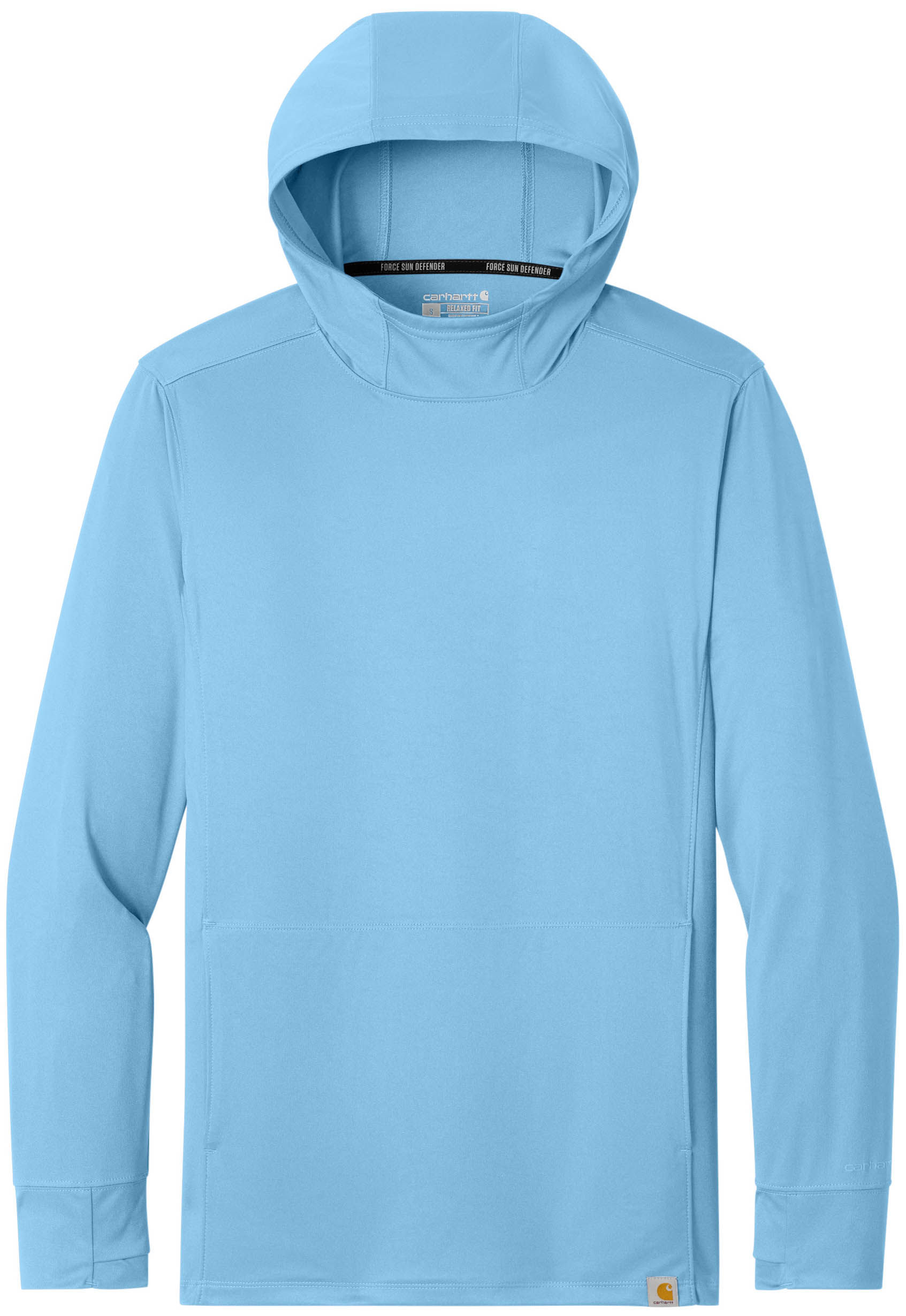 Carhartt Force Sun Defender Long Sleeve Hooded T Shirt in Fresh Water Blue