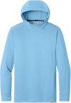 An image of a Custom Carhartt Force Sun Defender Long Sleeve Hooded T Shirt in Fresh Water Blue!