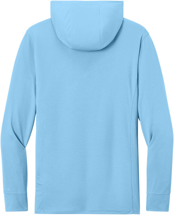 An image of a Custom Carhartt Force Sun Defender Long Sleeve Hooded T Shirt in Fresh Water Blue!