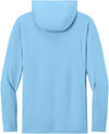 An image of a Custom Carhartt Force Sun Defender Long Sleeve Hooded T Shirt in Fresh Water Blue!