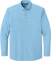 An image of a Custom Carhartt Force Sun Defender Long Sleeve Shirt in Fresh Water Blue!