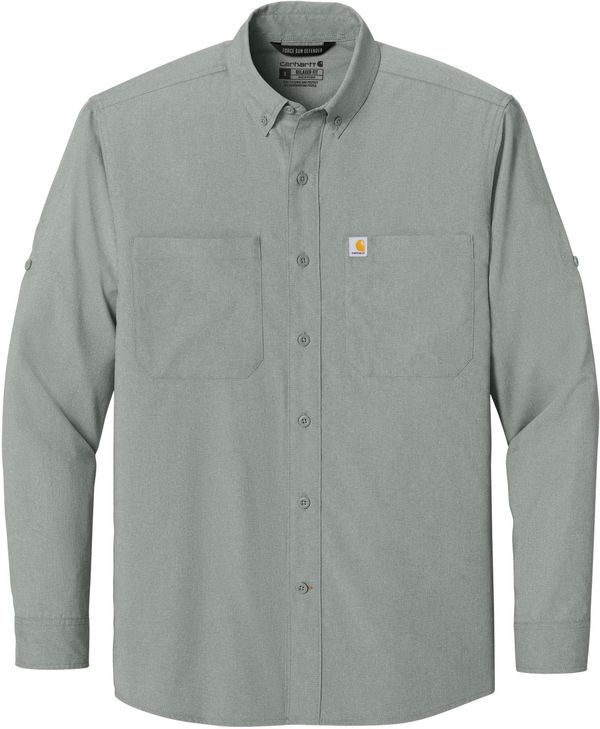 An image of a Custom Carhartt Force Sun Defender Long Sleeve Shirt in Steel!