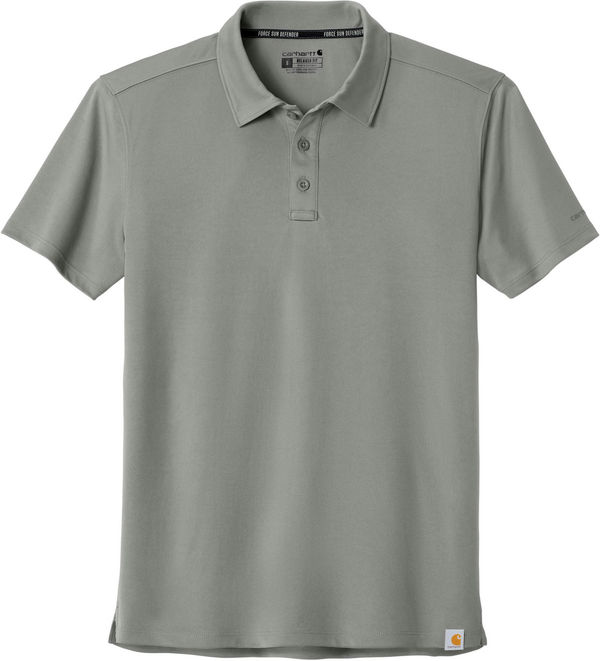 An image of a Custom Carhartt Force Sun Defender Polo in Asphalt Grey!