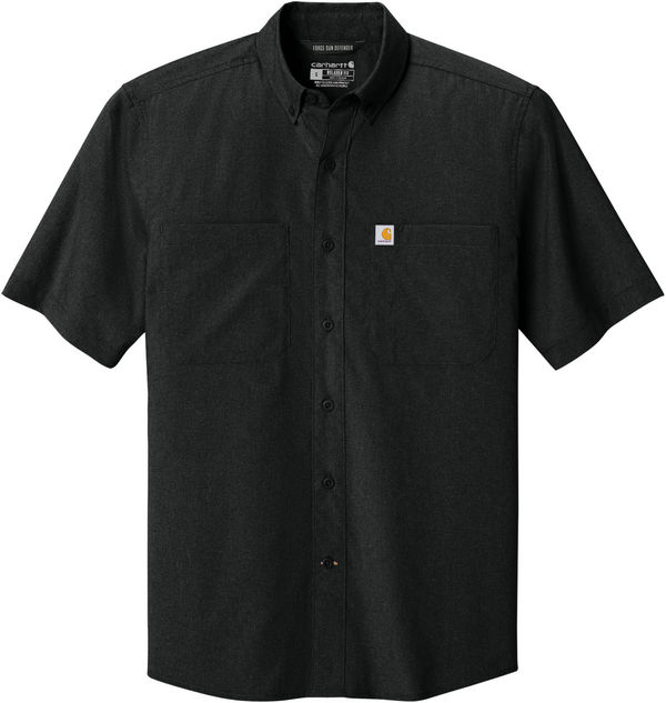 An image of a Custom Carhartt Force Sun Defender Short Sleeve Shirt in Black!