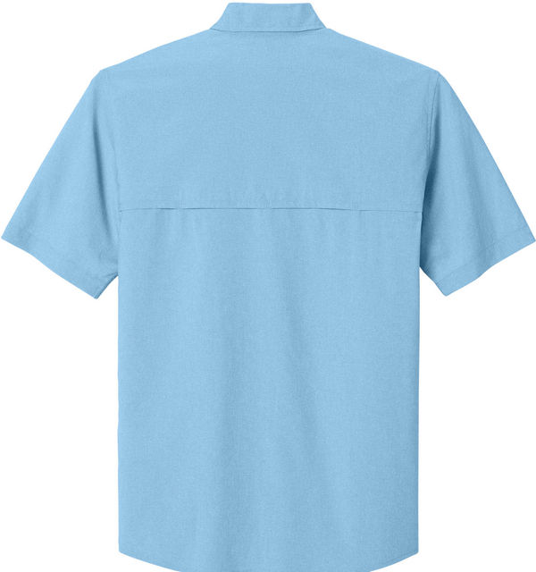 An image of a Custom Carhartt Force Sun Defender Short Sleeve Shirt in Fresh Water Blue!