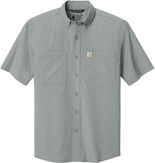 An image of a Custom Carhartt Force Sun Defender Short Sleeve Shirt in Steel!