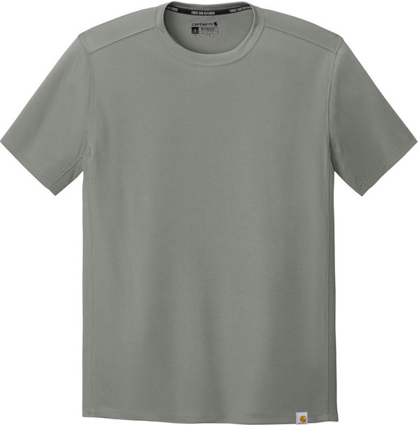 An image of a Custom Carhartt Force Sun Defender Short Sleeve T Shirt in Asphalt Grey!