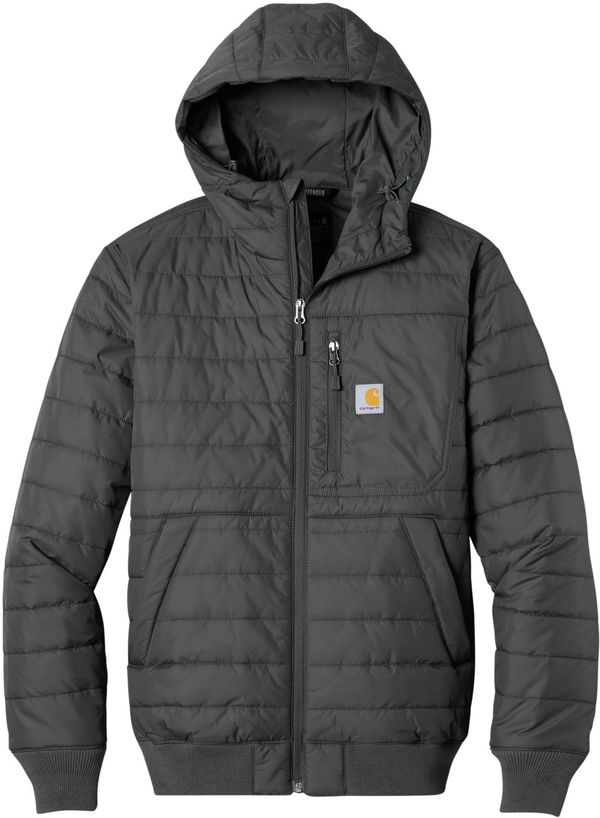 An image of a Custom Carhartt Gilliam Insulated Hooded Jacket in Shadow Grey!