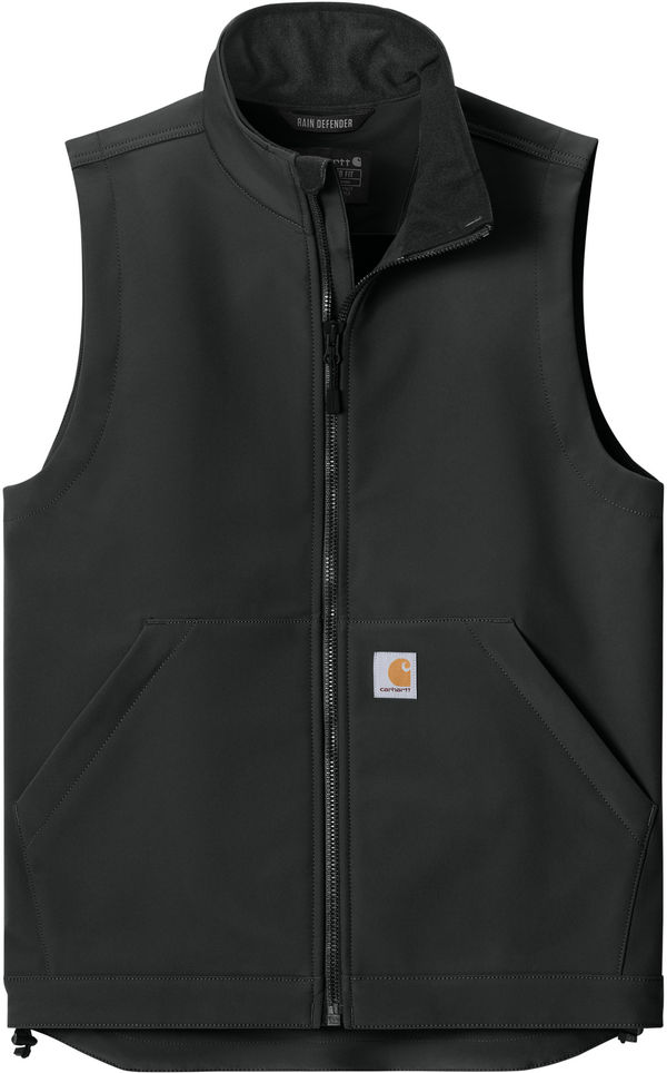 Am image of a Custom Carhartt Rain Defender Soft Shell Vest in Black!