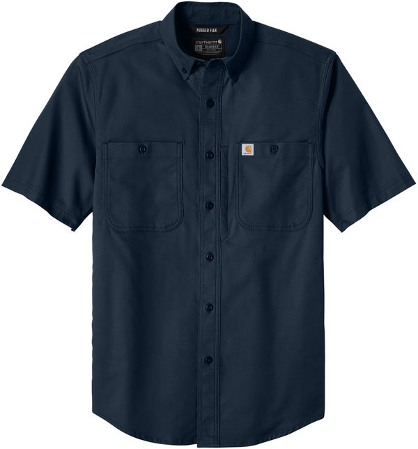 Am image of a Custom Carhartt Rugged Professional Series Short Sleeve Shirt in Navy!